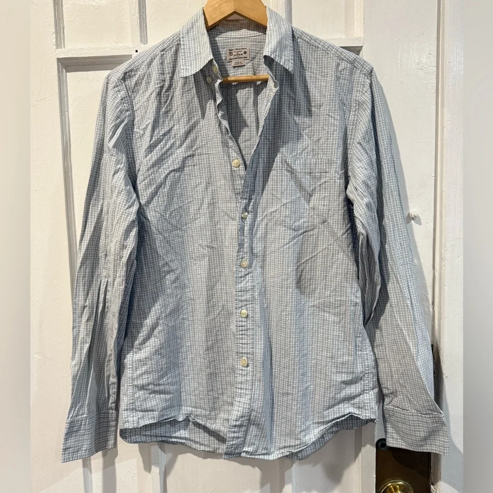 J. Crew Light Blue Checked Button-Down Shirt